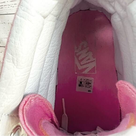 Vans Sk8 Hi Pink and White Canvas High-Top Sneakers Unisex 8 Men - 9.5 Women - Picture 12 of 15